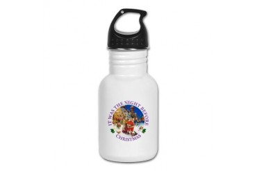 Christmas Eve At The North Pole Funny Kid's Water Bottle by CafePress