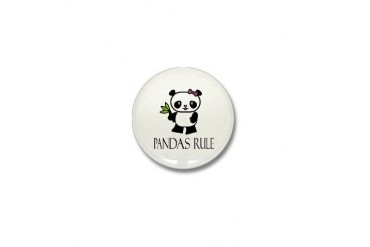 Pandas rule Black and white Mini Button by CafePress