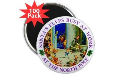 Santa's Elves Busy in His Workshop 2.25 Magnet 1 Funny 2.25 Magnet 100 pack by CafePress
