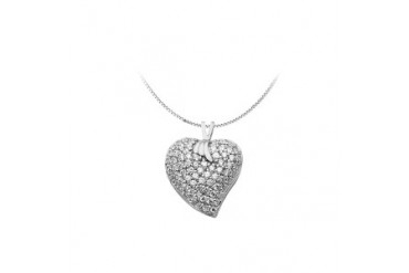 1.5 Carat Cubic Zironia Heart Pendant in 14K White Gold