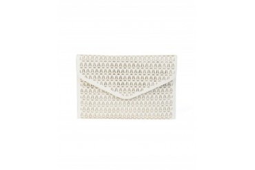 Joseph D'Arezzo Cut Out Metallic Envelope Clutch White
