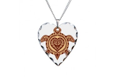 Henna Turtle Turtle Necklace Heart Charm by CafePress