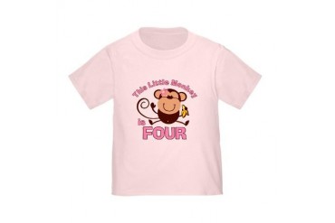 Little Monkey 4th Birthday Girl Toddler T-S