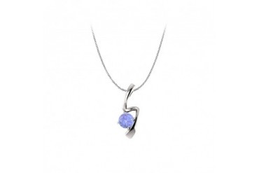 One Carat Tanzanite Freeform Pendant in 14K White Gold
