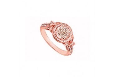 Morganite April Birthstone Cubic Zirconia Butterfly Engagement Ring in 14K
