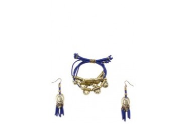 Suede Bracelet and Dangling Earrings Set